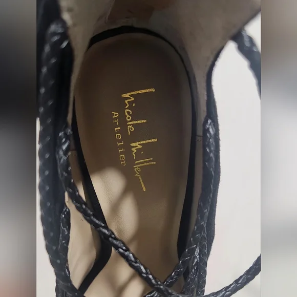 Nicole Miller Artelier Turin black leather suede Elegant Black Women's Heels - Picture 6 of 8